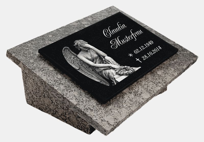 Personalisierte Grabplatte als Grabschmuck mit Wunschtext & Foto - Speicher