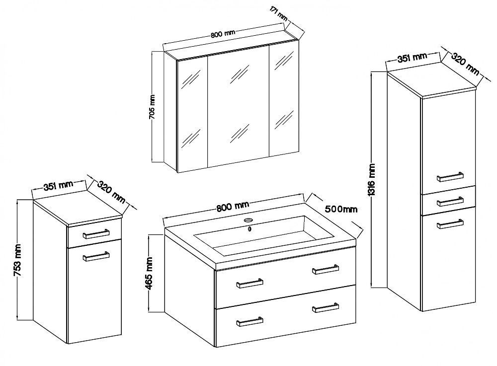 TOP Badmöbel / Badezimmer Regina 5tlg. Set in Sonoma Eiche mit 80 cm