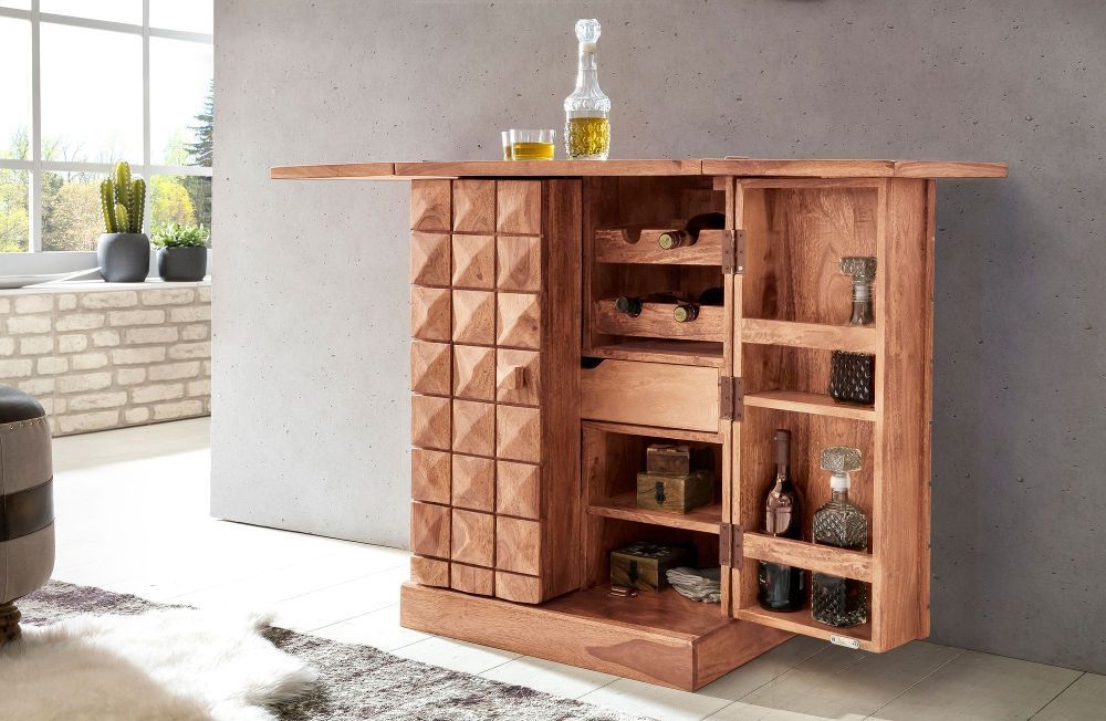 Hausbar Barschrank Weinregal ASMO Massivholz Akazie Landhausstil kaufen