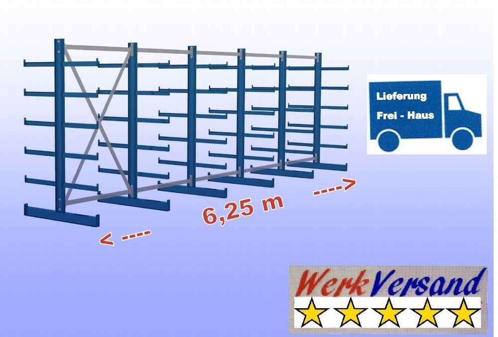 Regal für 6,25m Kragarmregal beidseitig Schwerlastregal Lager