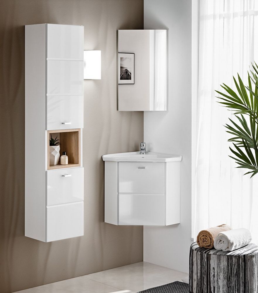Badmöbel-Set FI mit Eckschrank und Waschbecken, Soft Close Funktion