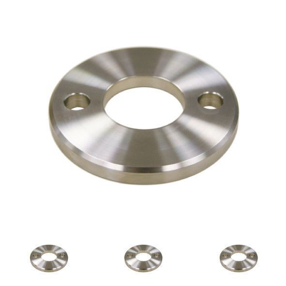 Ronde Edelstahlkappe V2A – Ø 60,3 Mm, Loch Ø 14,2 Mm, 6 Mm Stark, Gedreht, Mit Radius, Für Rohre & Ankerplatten