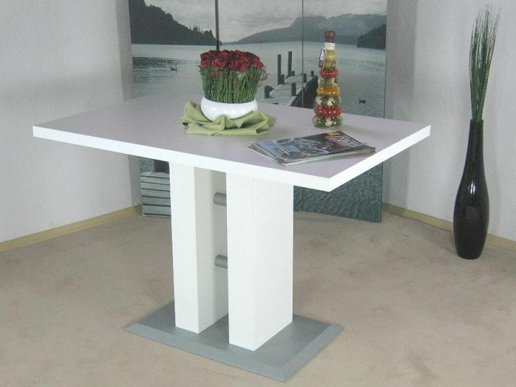 Säulentisch weiss 110 x 70 cm Esstisch Esszimmertisch Küchentisch
