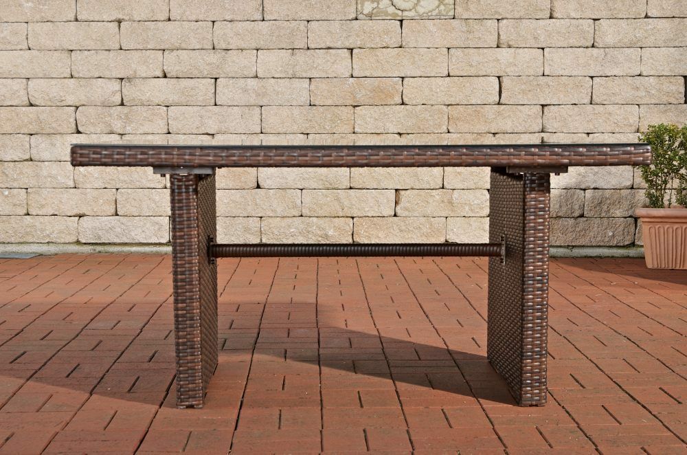 Tisch braun Gartentisch Garten Rattan Terrassentisch Rattantisch