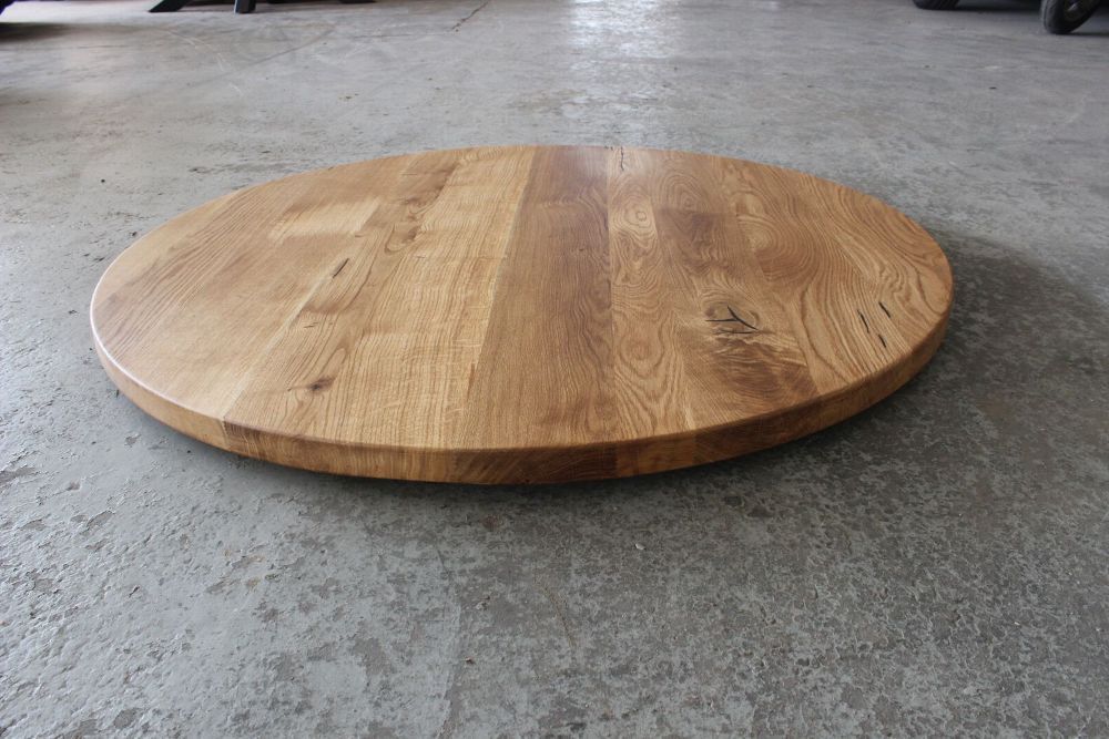 Tischplatte Eiche massiv Rund 120cm geölt Esstisch Massivholzplatte auf