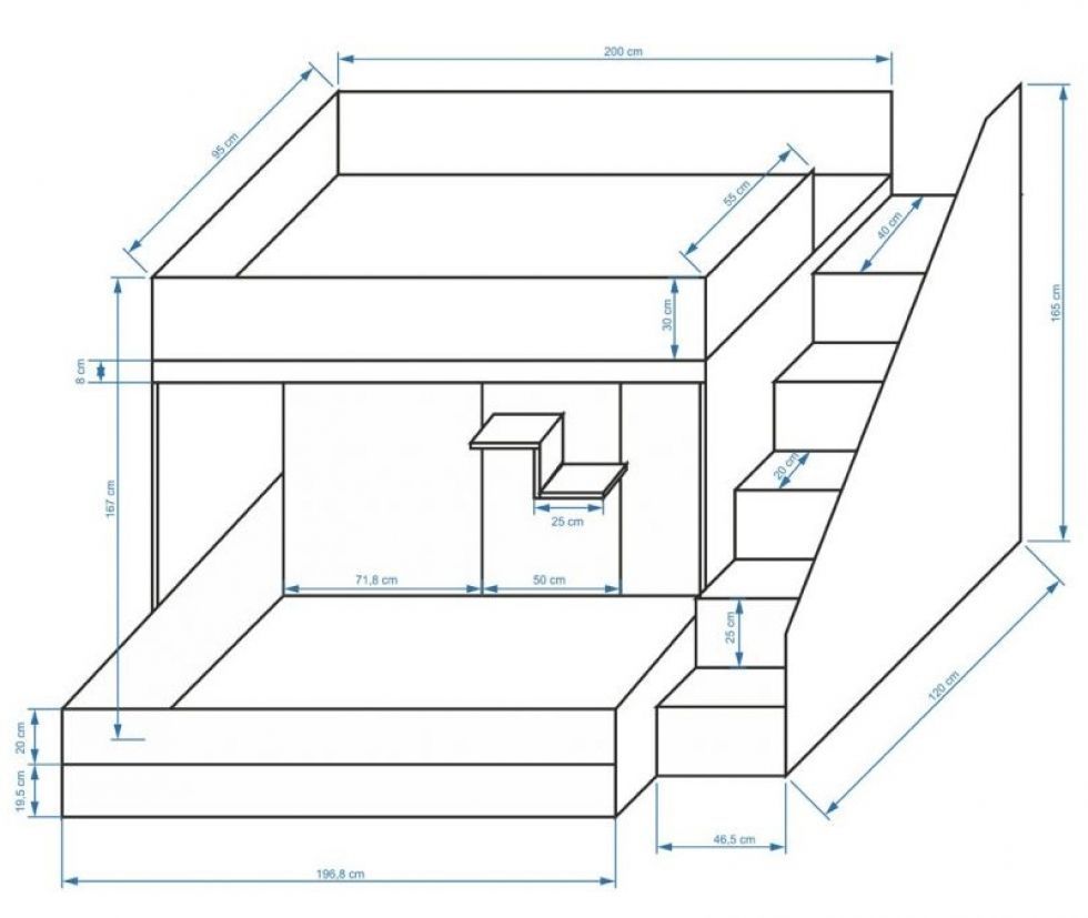 Hochbett Etagenbett Doppelstockbett mit Treppe PARIS6 hochglanz weiß