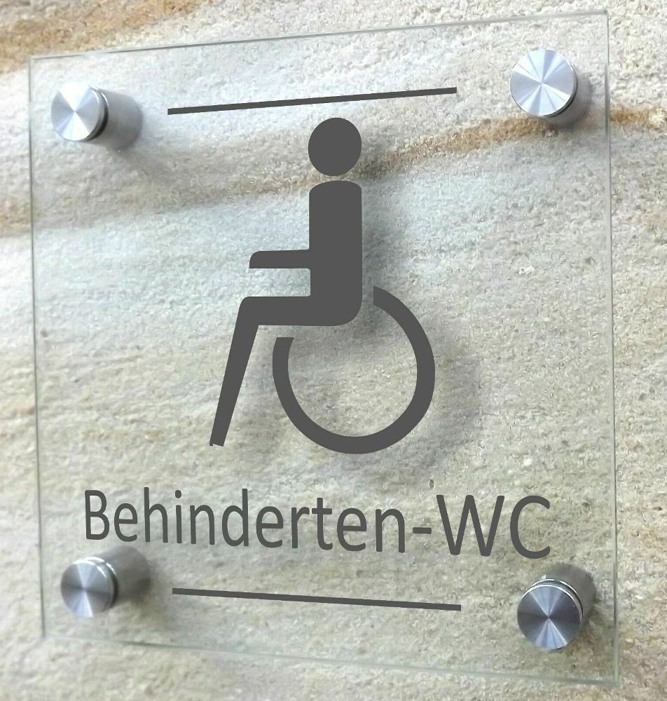 Behinderten-WC Schild Aus Poliertem Messing – Edelstahl, 76 Mm, Mit Rollstuhl-Piktogramm, Für Innenbereich