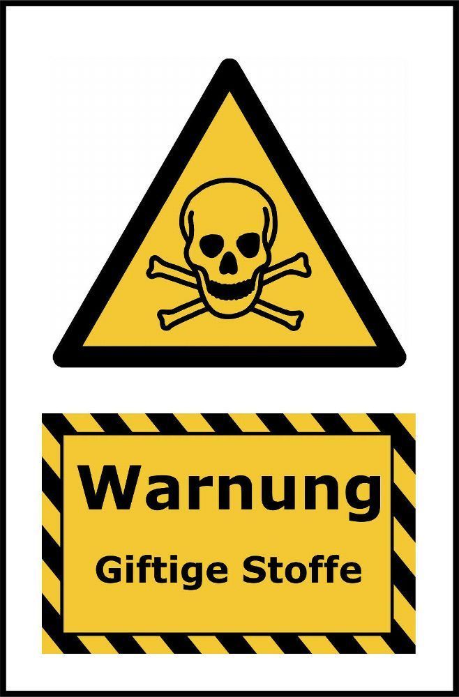 KombiWarnschild Giftige Stoffe I EUNorm I PVC + Klebepads I 20 x 30