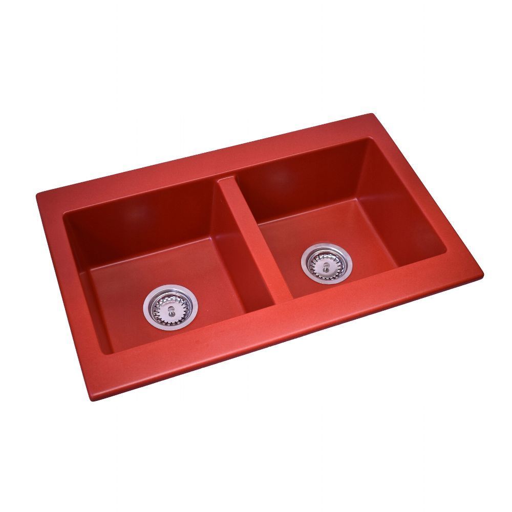 Moringa Granitspüle, 2-Becken, Siphon, Spülbecken, Küchenspüle, Spüle