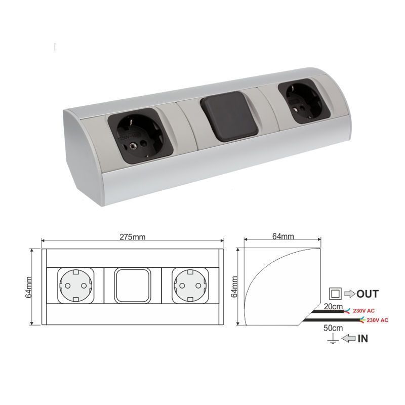 Design Light Cornerbox Einbausteckdose Ecksteckdosen passend für Ecken