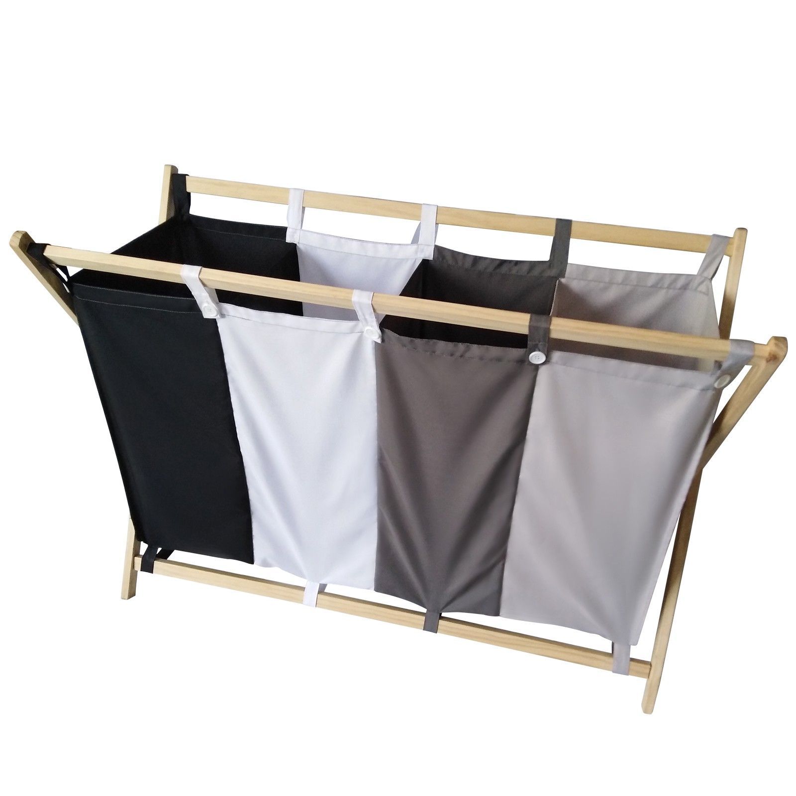 Jago® Wäschesortierer 4 Fächer Holz Wäschekorb Wäschebox Wäschesammler