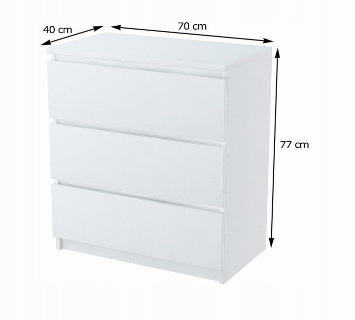 Kommode Schrank Schubladenschrank 3 Schubladen Möbel Weisshochglanz
