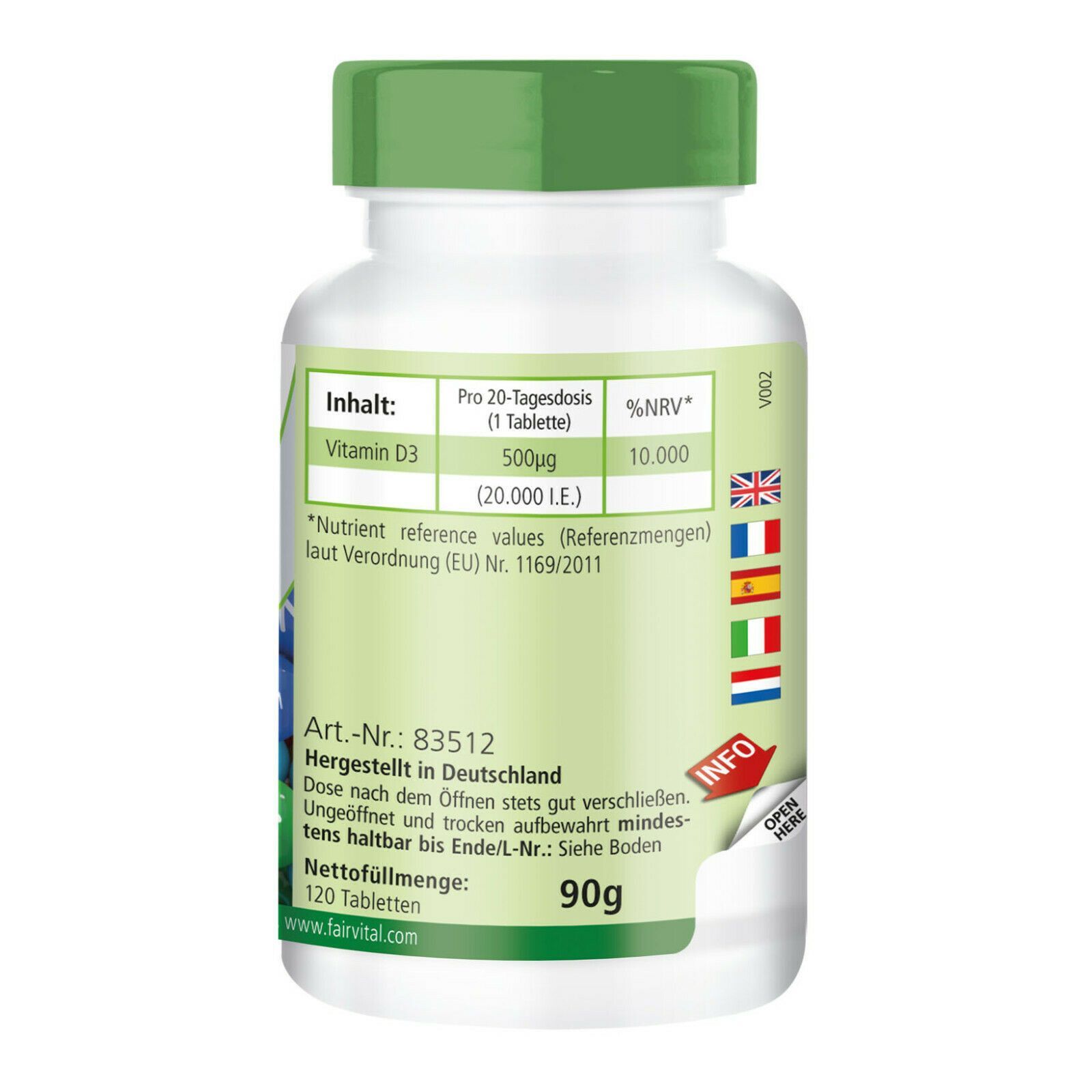 Vitamin D3 20000 I.E. 120 Tabletten, als Cholecalciferol hochdosiert