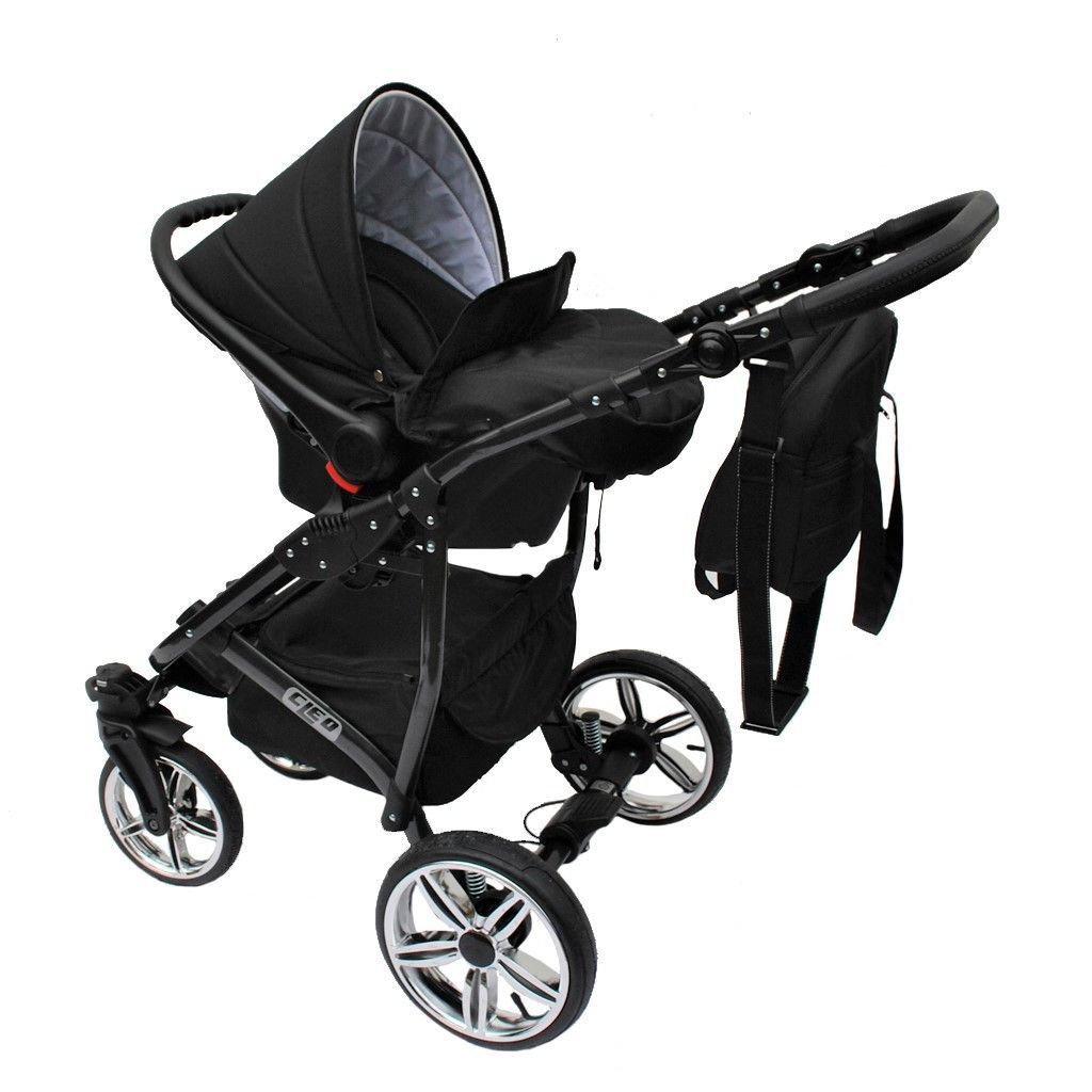 LUXUS Kombi Kinderwagen CLEO 3 in 1 und 4 in 1 ( + IsofixBasis) + Radwahl schwarz kaufen bei
