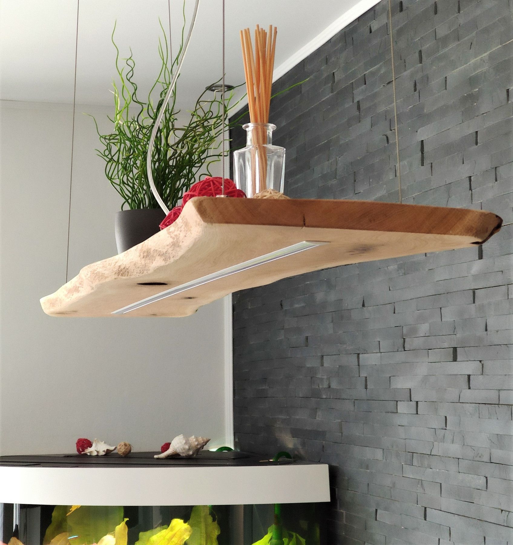 Deckenlampe LED Hängelampe Pendelleuchte aus Holz Holzlampe Eiche