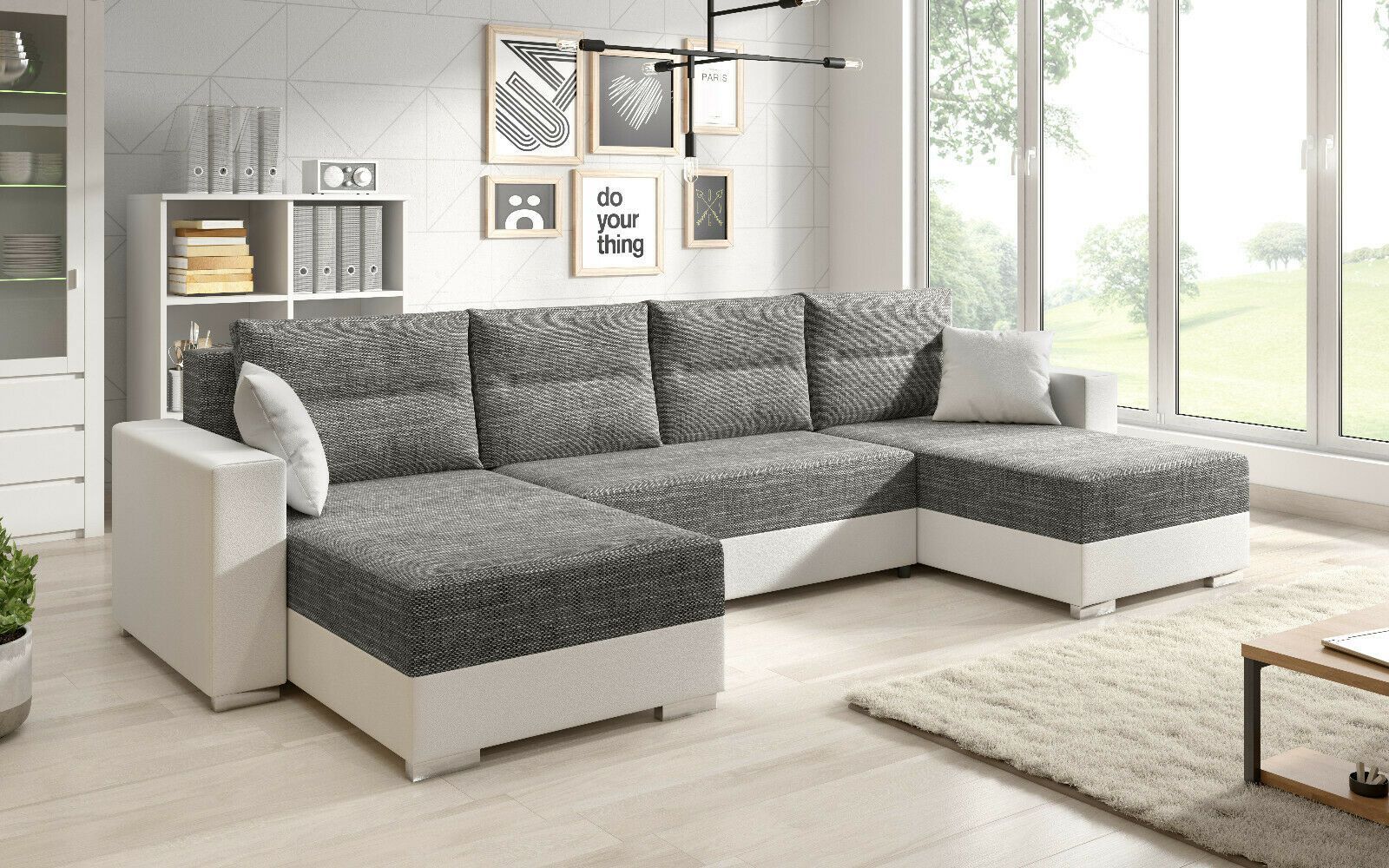 Sofa Couch Garnitur Sofagarnitur CLARA U mit Schlaffunktion Wohnlandschaft NEU kaufen bei Hood.de