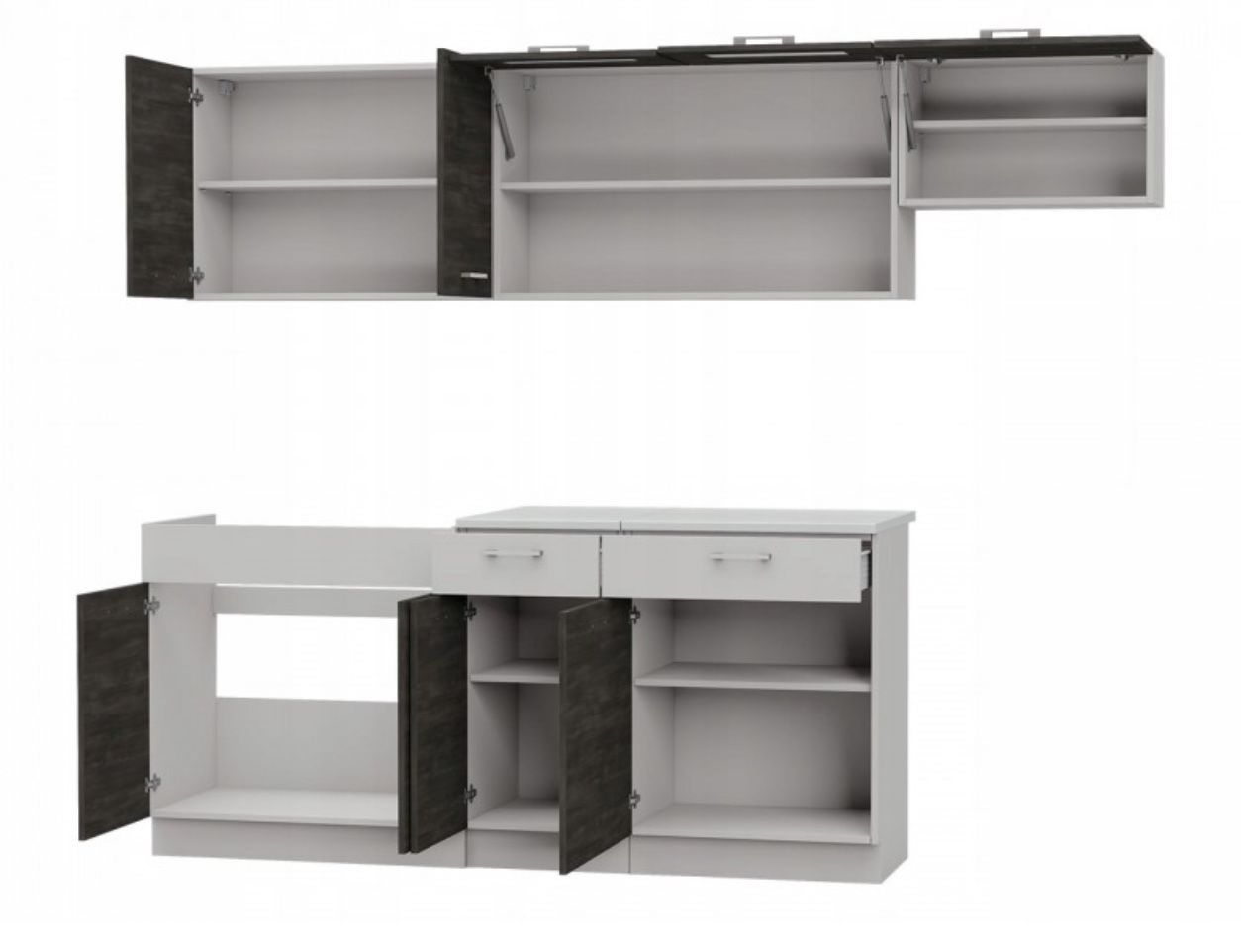 Küche Küchenzeile schwarz grau weiß Pinu Küchenblock individuell