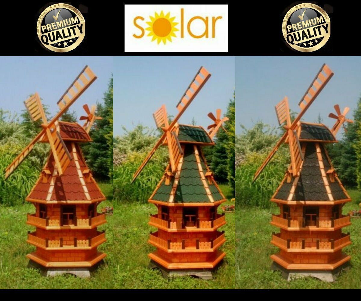 XXL Premium LED Solar Windmühle 3stöckig 150cm vers. Farben