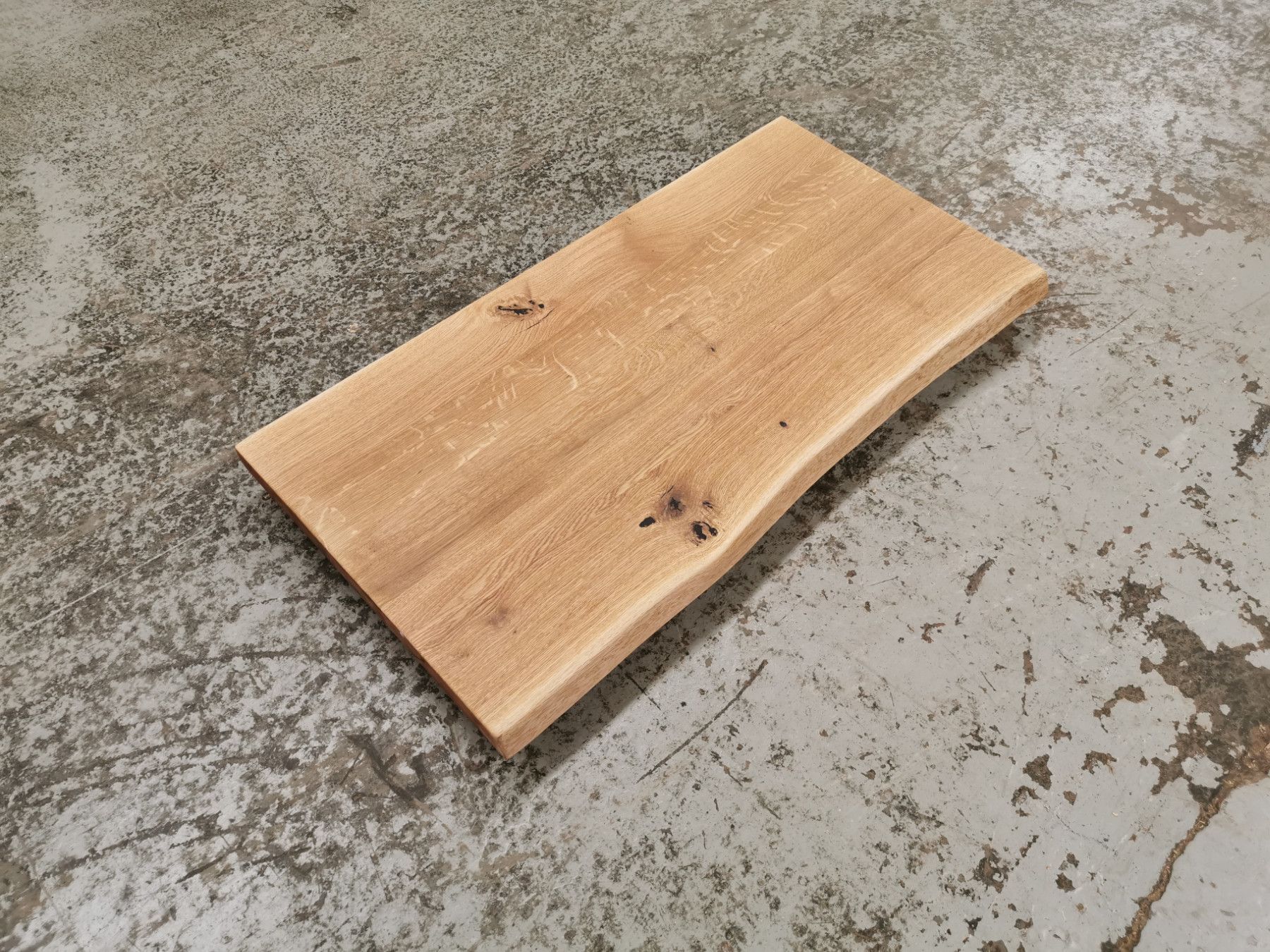 Waschtischplatte Waschtisch Eiche massiv 4 cm geölt Baumkante