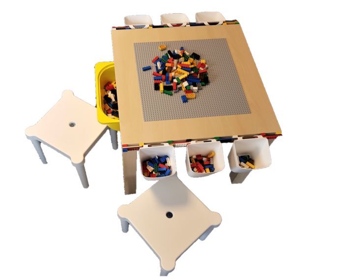 Lego Spieltisch in Holzoptik mit Aufbewahrungsbox, Lego Platte NEU