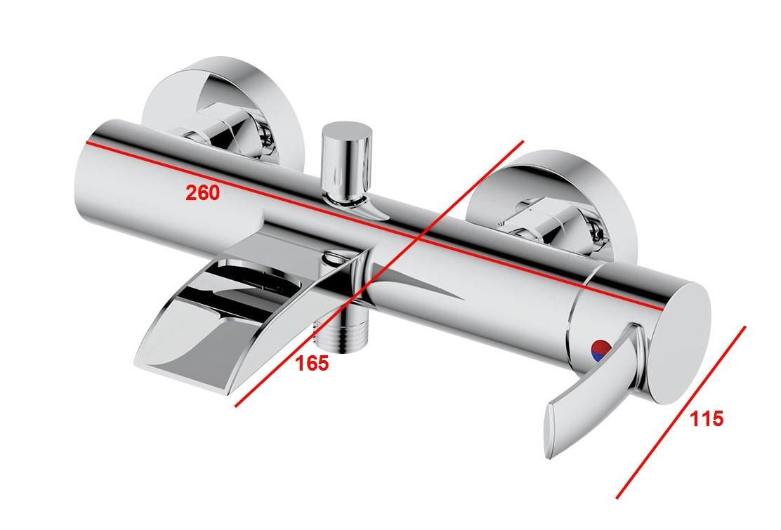Wasserfall Wannenfüll Armatur Ontario Einhebelmischer Messing Chrom