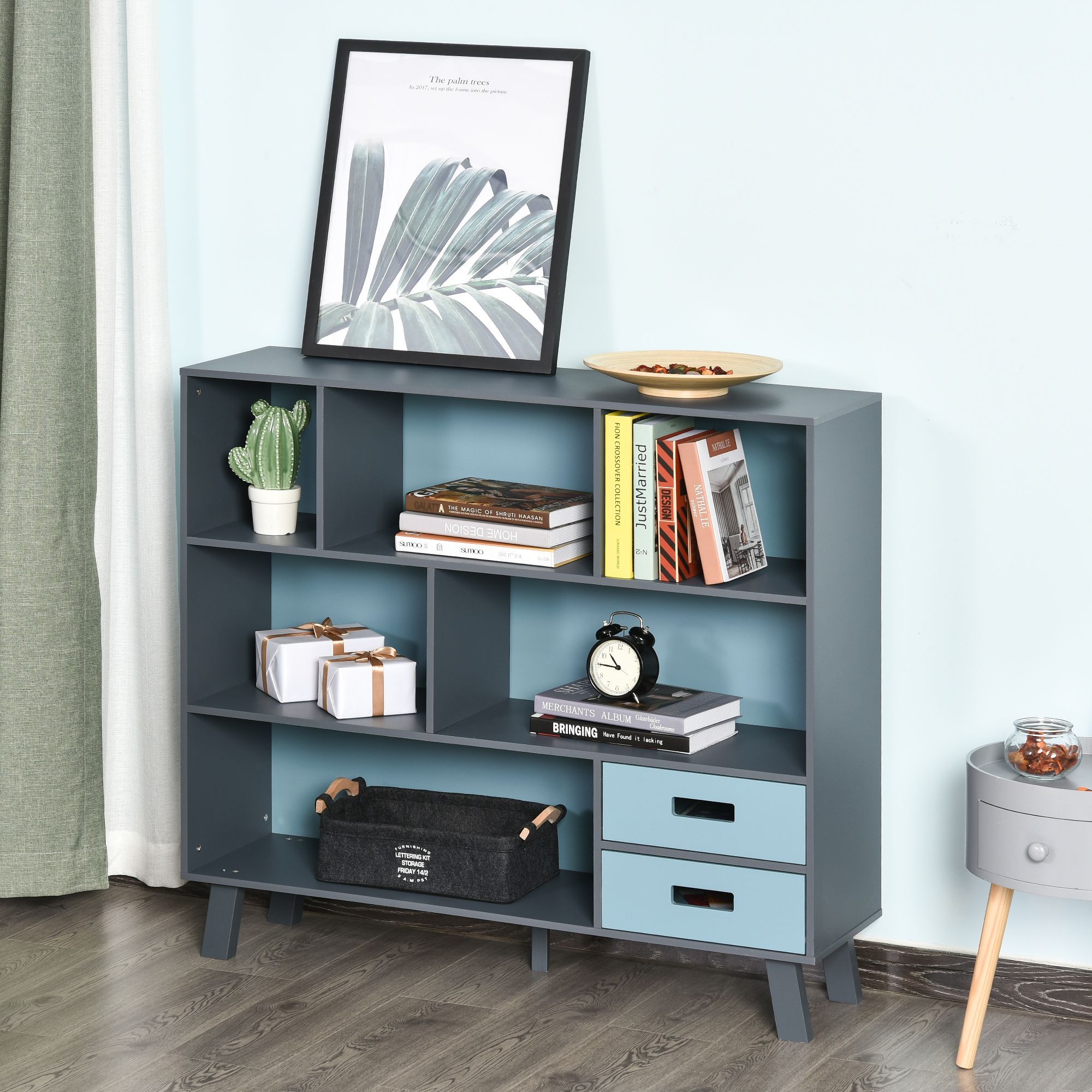 HOMCOM® Bücherregal Standregal Aufbewahrungregal Bücherschrank 2