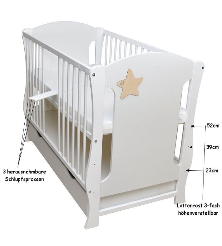 Natur Stern 2 in 1 Babybett Kinderbett Juniorbett mit Schutzgitter