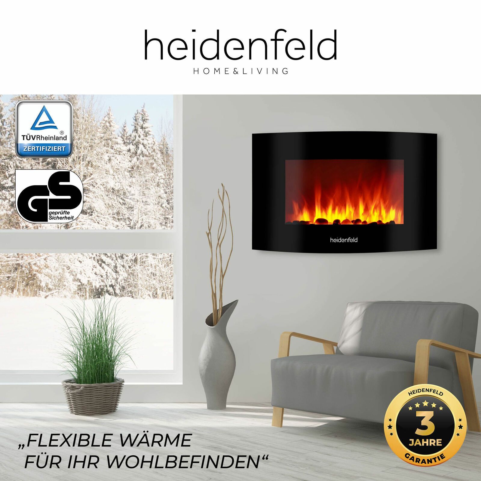 Elektroheizung Heizung Kaminofen Elektro Ofen Strom Wandkamin 4