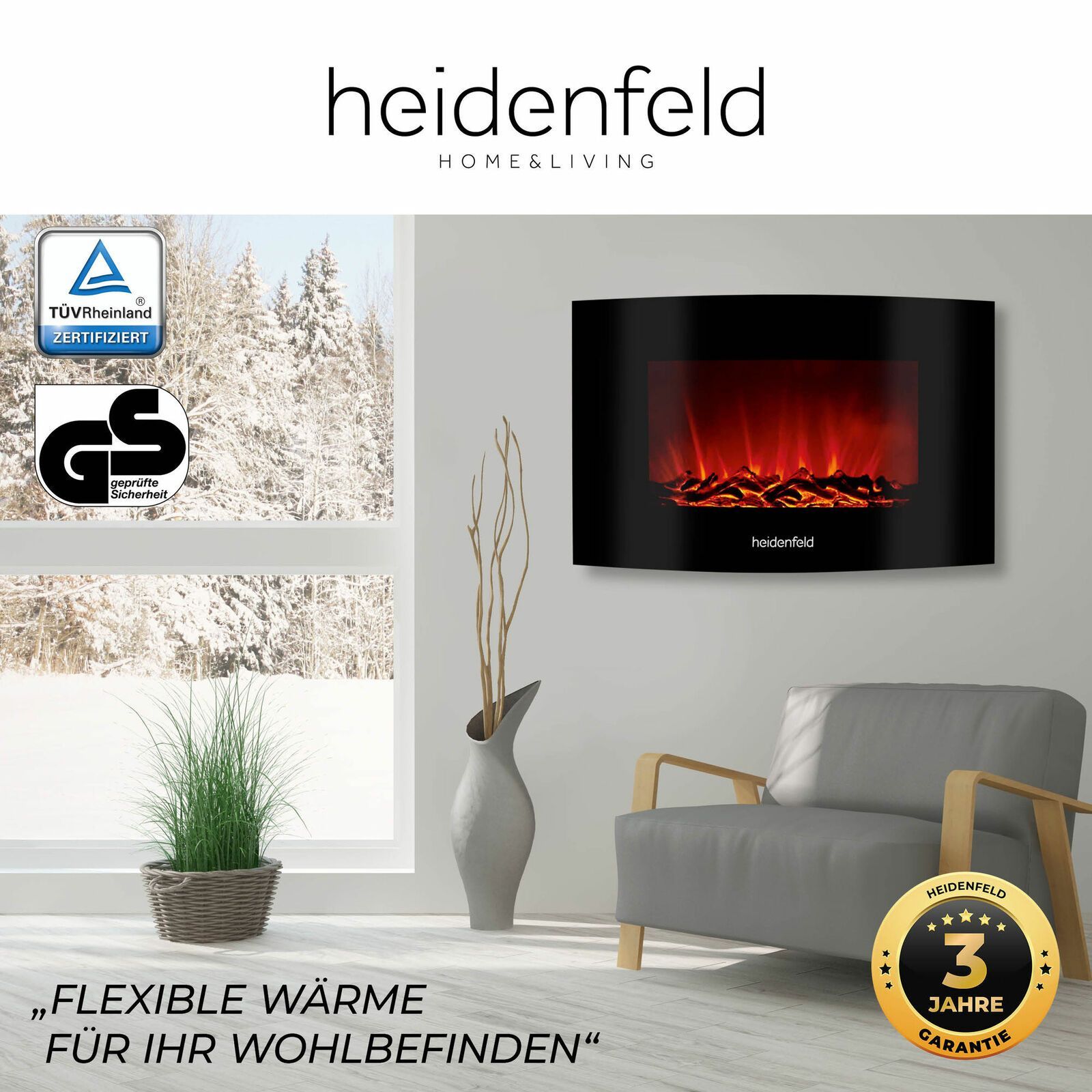 Elektroheizung Heizung Kaminofen Elektro Ofen Strom Wandkamin 4