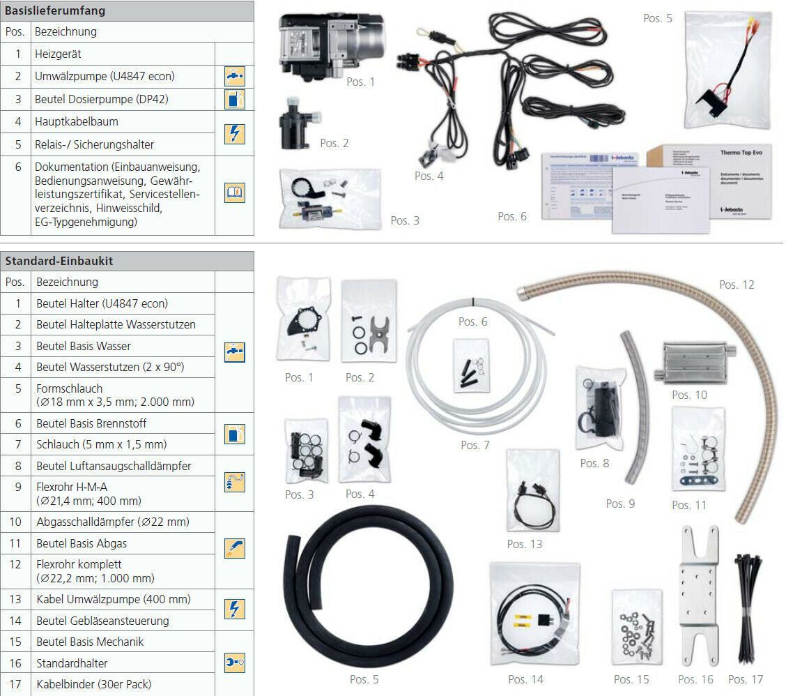 Webasto Standheizung Thermo Top Evo 4 Benzin + Einbausatz ...