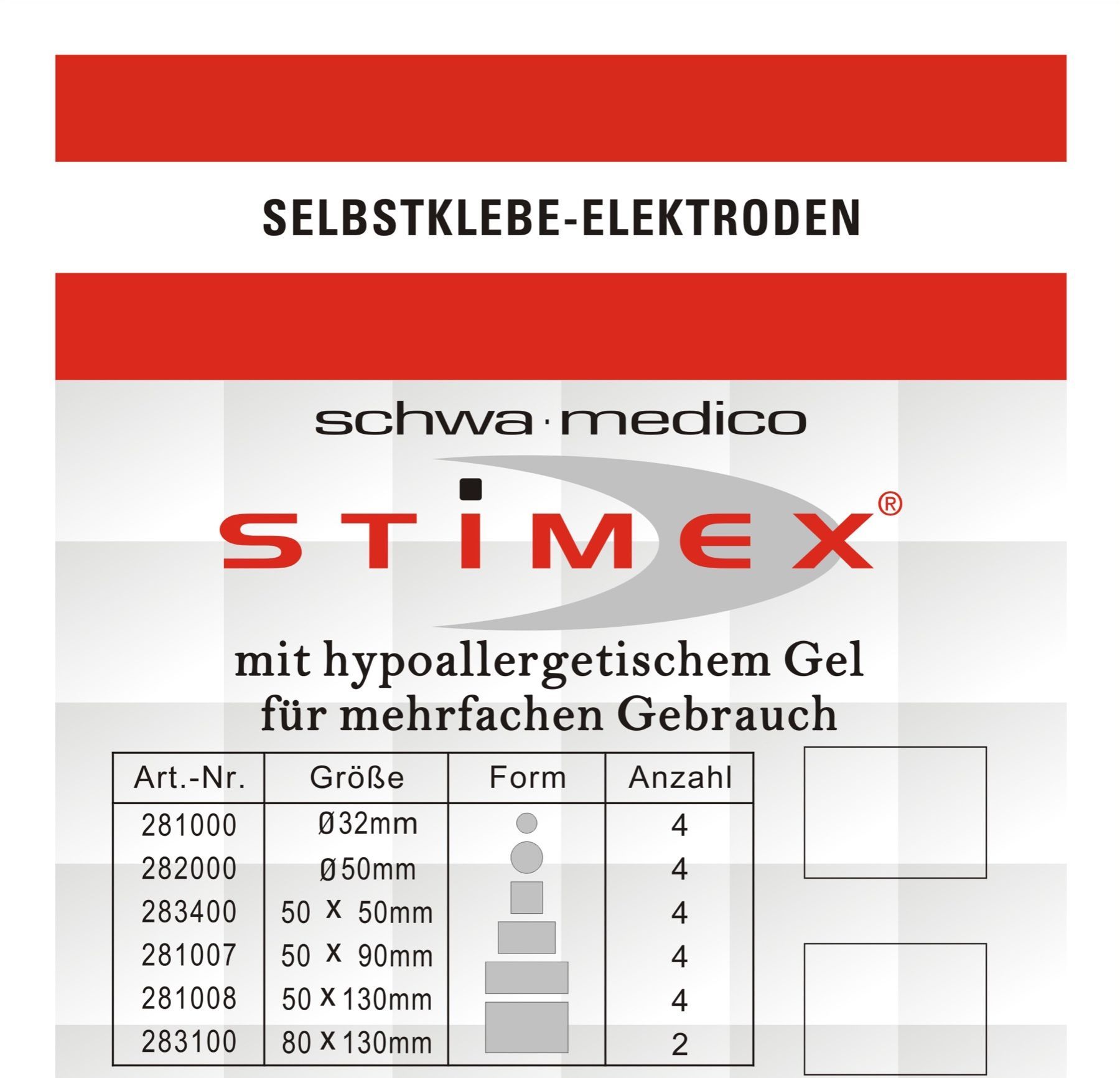 STIMEX Elektroden Selbstklebend – 4 Stück, Hypoallergen & Vielseitig Für Arme, Bauch & Mehr