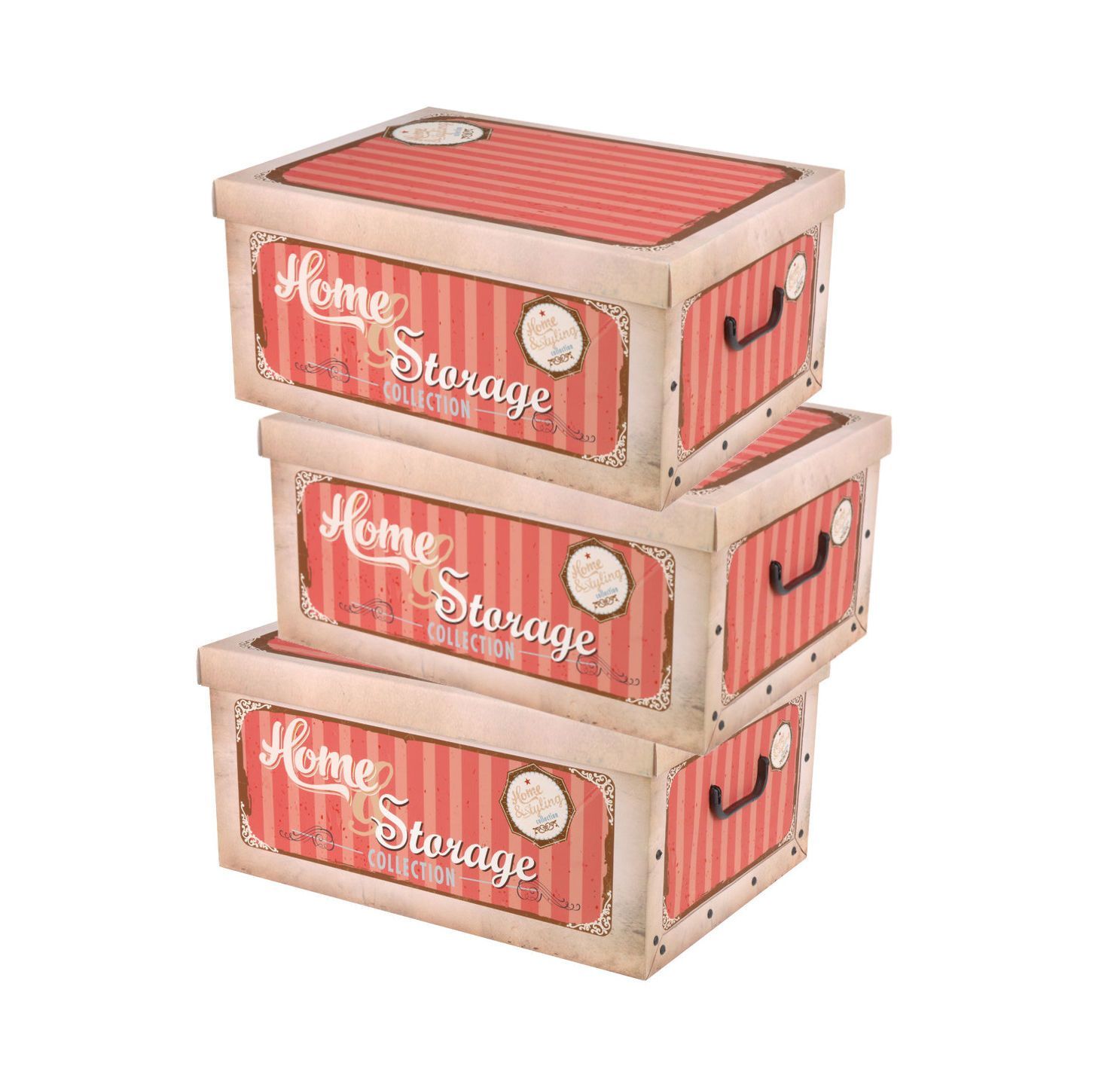 Aufbewahrungsbox Retro - 3er Set - Home Storage Stapelbox Deko Box