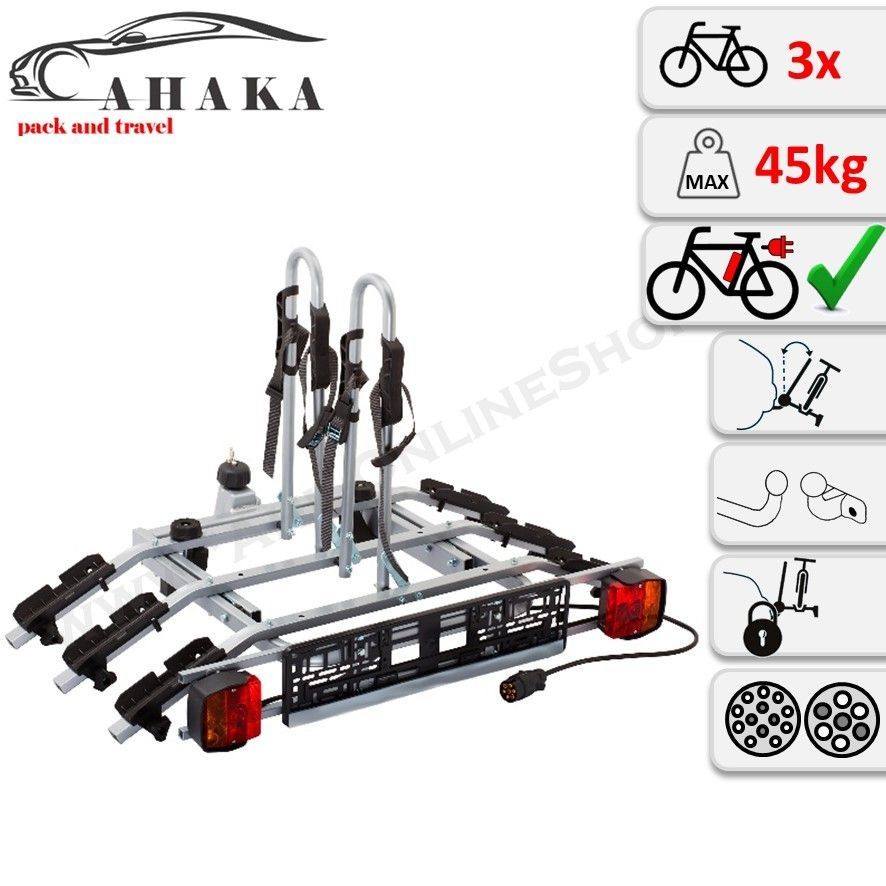 Fahrradträger Anhängerkupplung für 3 Fahrräder Heckträger