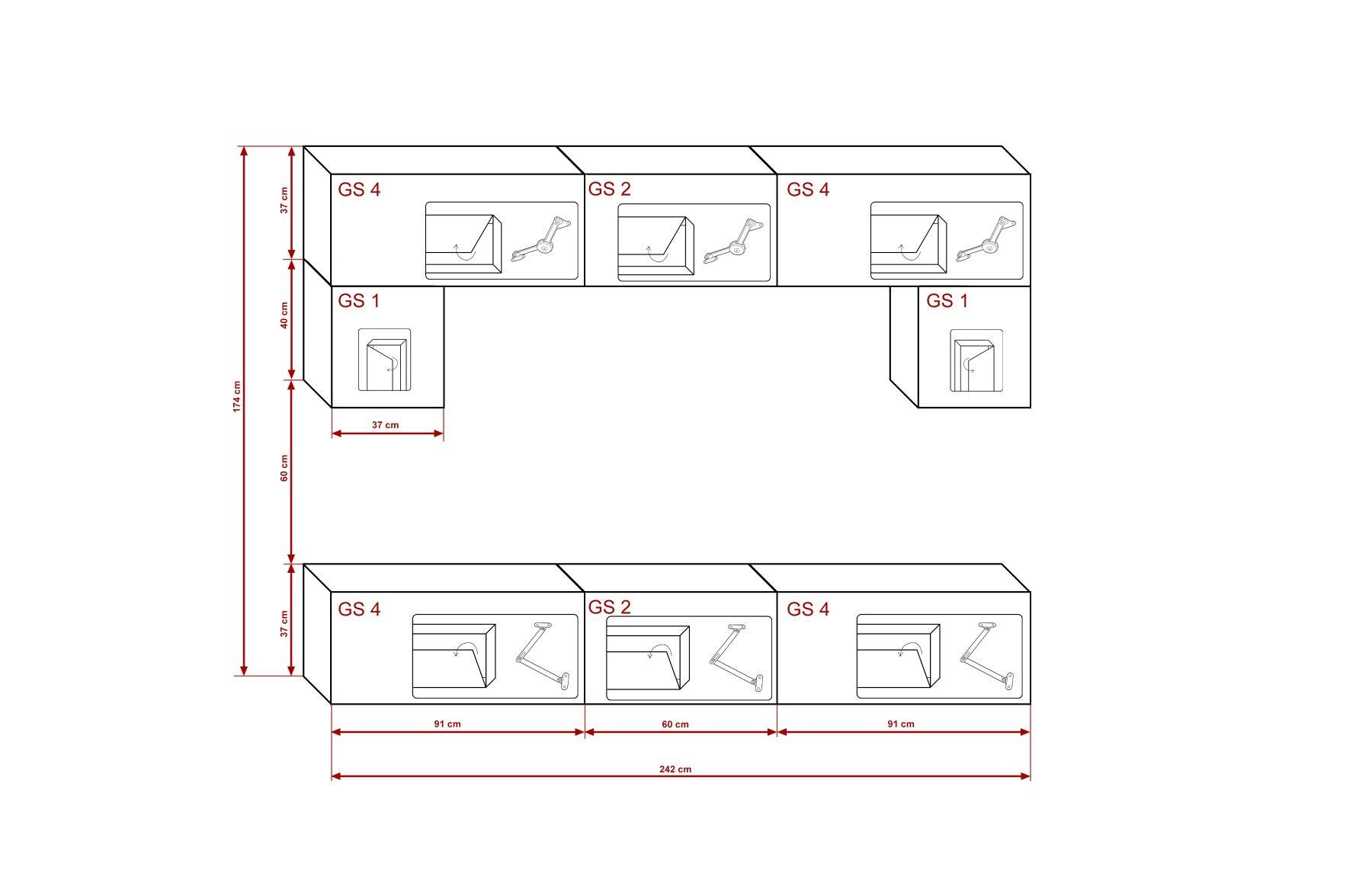 Kate NX70 Möbel für Wohnzimmer Wohnwand Mediawand