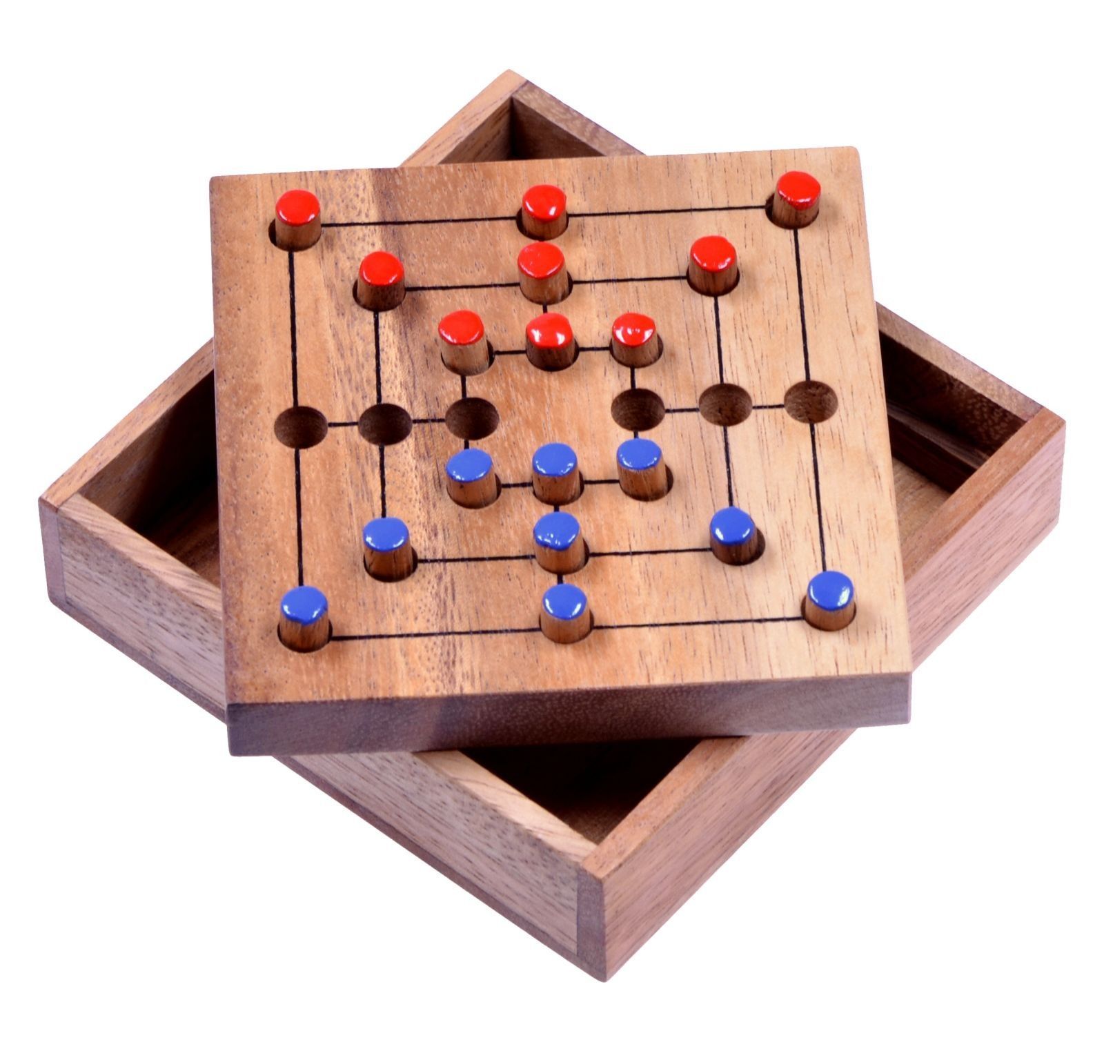 Mühle Gr. S für 2 Spieler - Spielfeld 10 x 10 cm - Brettspiel aus Holz