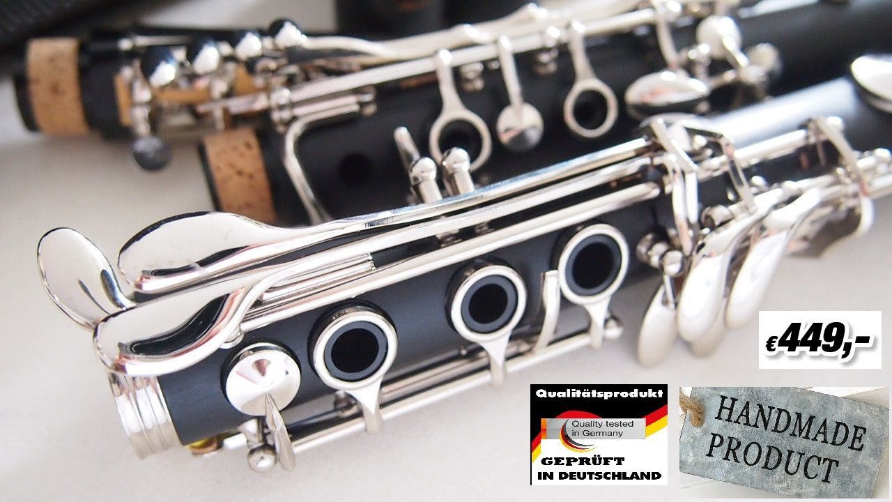 Clarinette Sib 17 Clés Nickel Pour Débutants - Instrument ABS Avec Étui Et Accessoires Complets