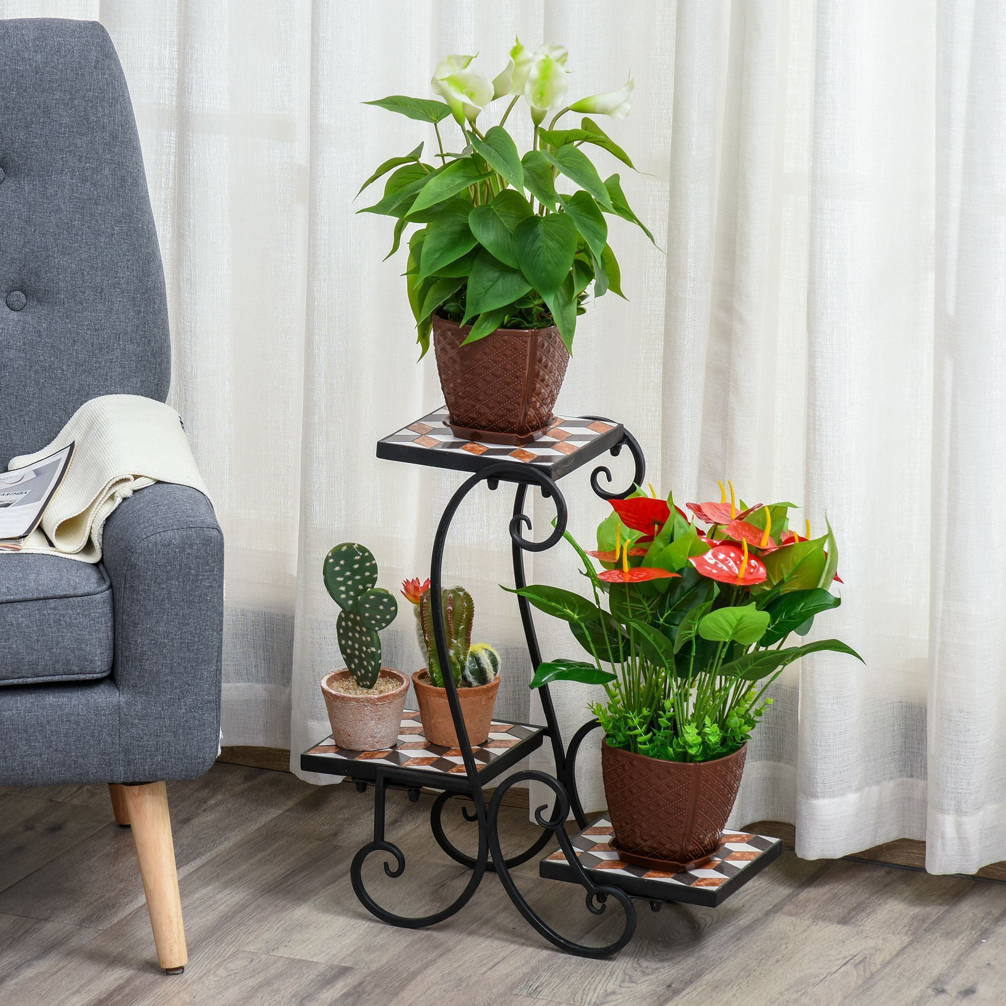 blumenbank metall schwarz