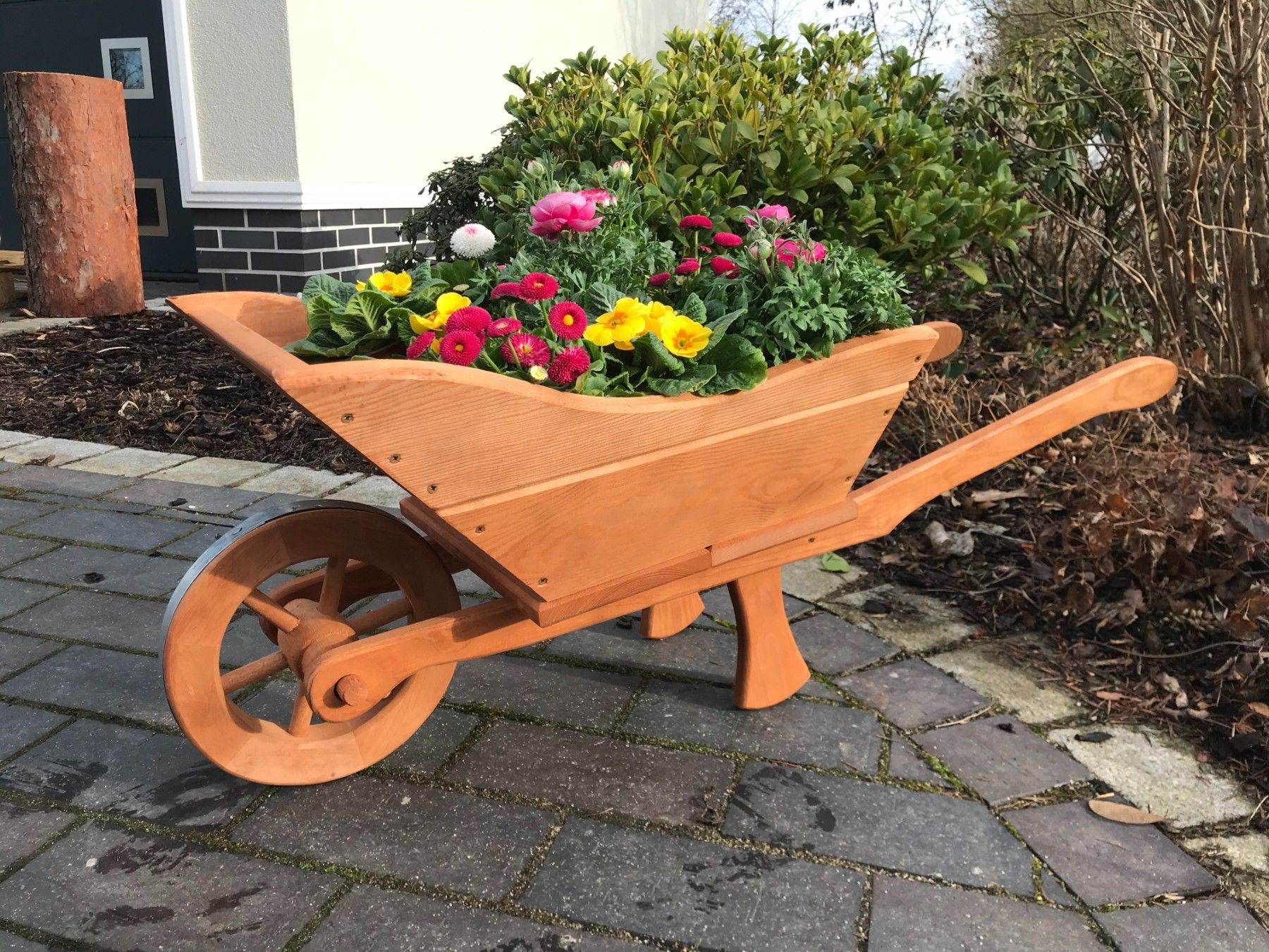 XXL Schubkarre zu, Holzschubkarre, Pflanzkarre, Holz, 1,25m lang