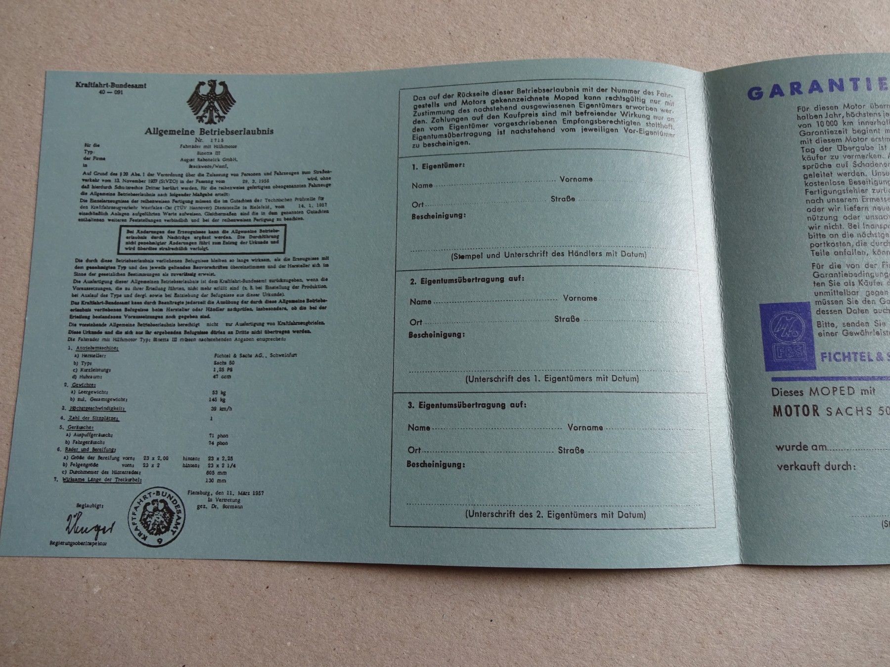 allgemeinen betriebserlaubnis für fahrräder mit hilfsmotor