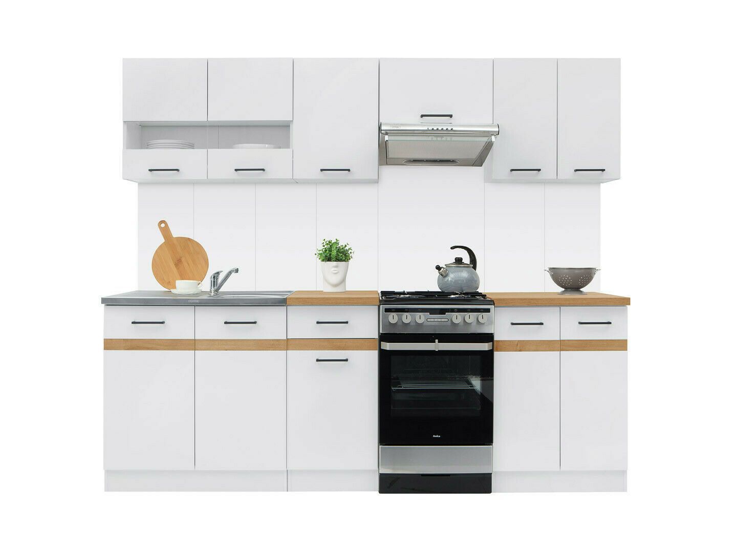 Küche 240cm Schränke, Küchenzeile erweiterbar - Fronten auswählbar Neu