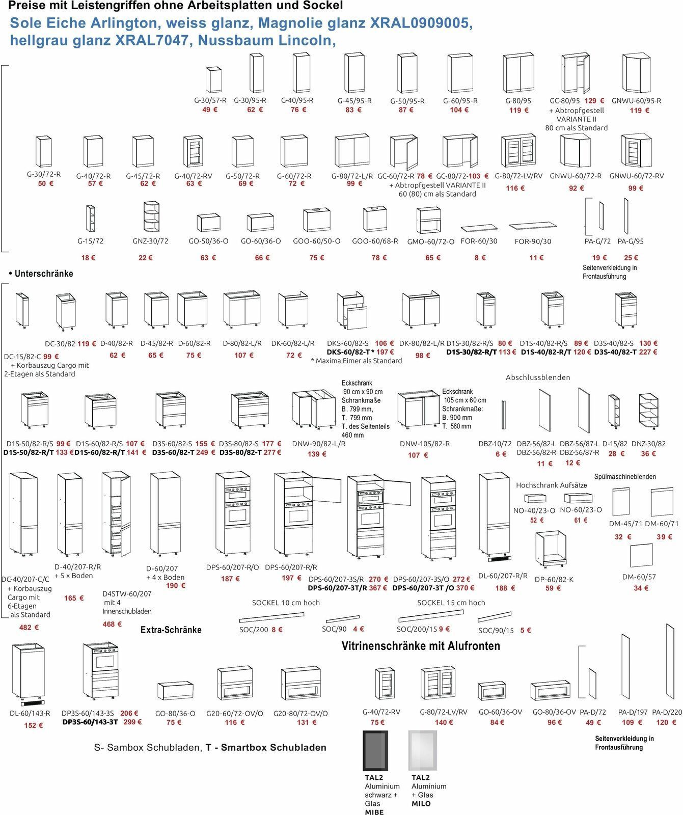 Küche, Schränke, Küchenzeile erweiterbar Weiss Glanz lackiert