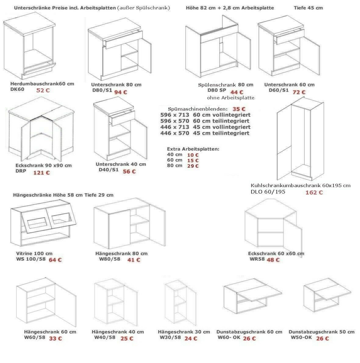Küche 240cm Schränke, Küchenzeile schwarz - hellgrau - Neue Farbe - Neu