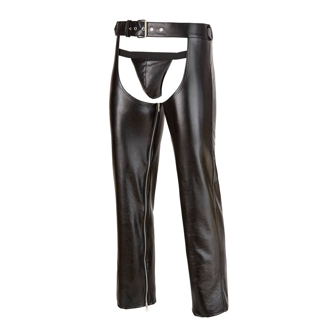 Herren Leder-Chaps S M L XL XXL Zip Chaps mit String Hose Lederhose pvc ...