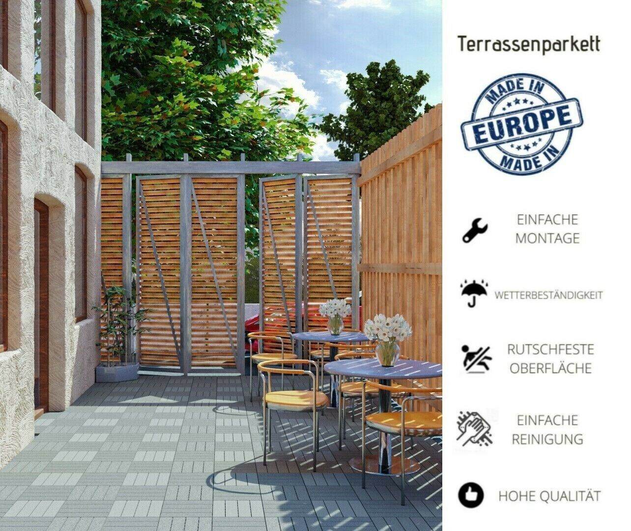 Balkonfliesen Terrassenfliesen Klickfliese Außenfliese Viele Farben