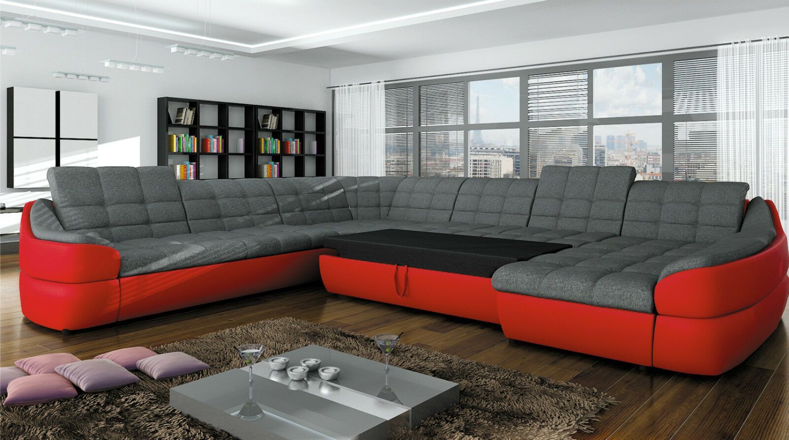 Couchgarnitur Infinity XL U Sofa mit Schlaffunktion Couch Polsterecke