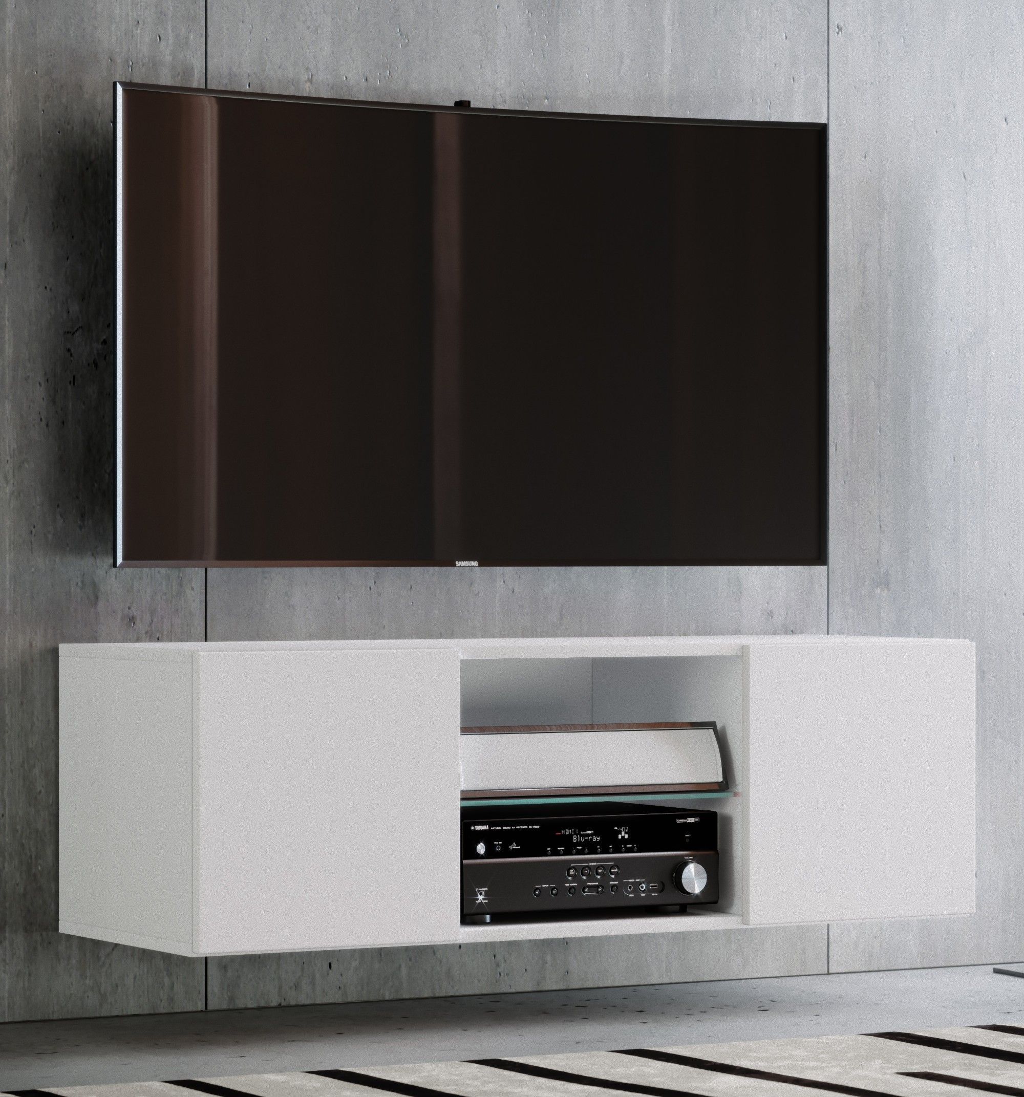 Fernsehtisch TV Fernsehschrank Hängeschrank Wohnzimmer Glas Hifi Regal