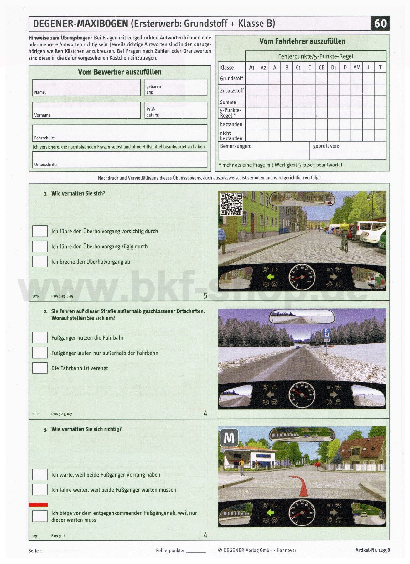 Führerschein Fragebogen B Fragenkatalog + Autoführerschein Fahrschulapp ...