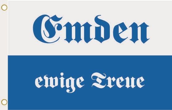 Fahne Flagge Emden Mit Prachtwappen – 90 X 150 Cm, 100% Polyester, Mit Metallösen