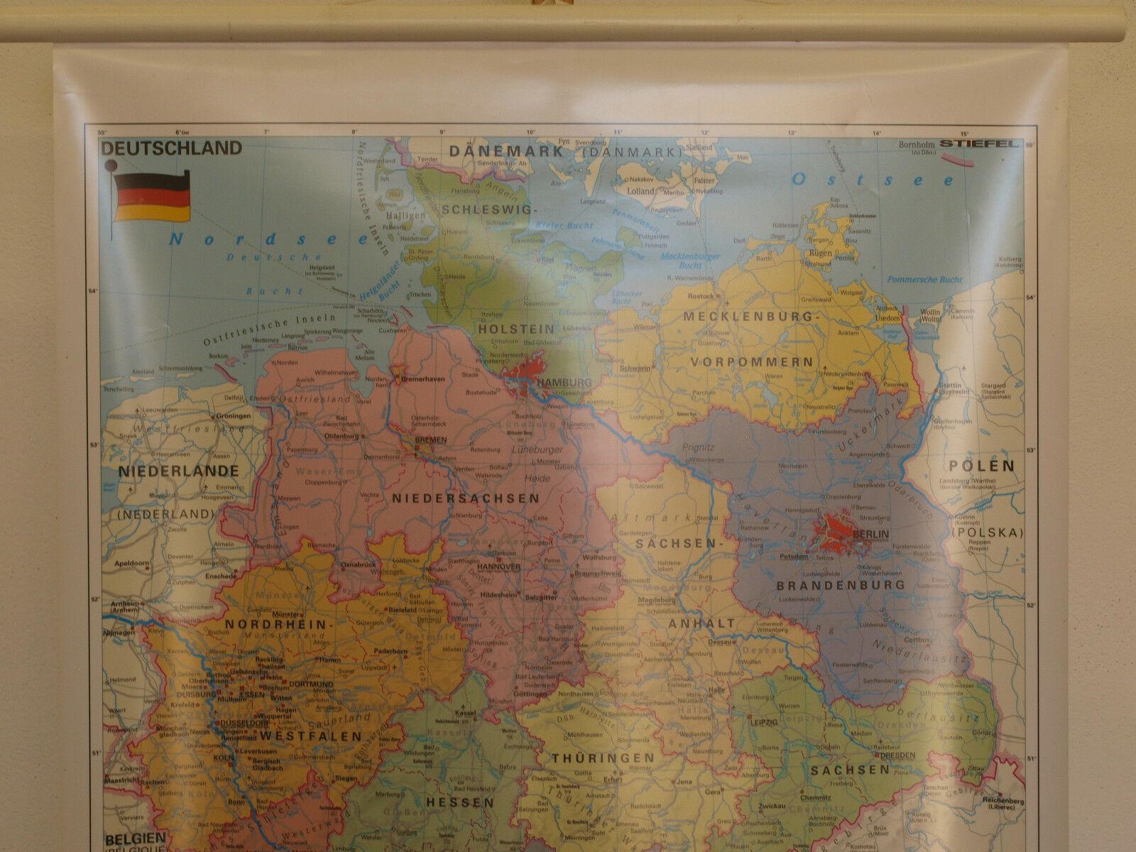 Wandkarte Deutschland Bundesländer 68x95cm 2000 Wall Map States Of Germany Gebraucht Kaufen Bei 4159