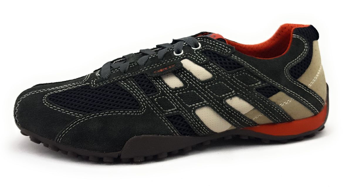 Geox Herren Grau,Weiß Snake Schuhe Schnürschuhe Sneaker Grau Freizeit